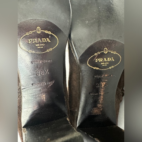 Prada Moro Suede Stretch Knee High Boots Brown 38.5 (US 8.5) Women’s tall boots - Picture 10 of 14